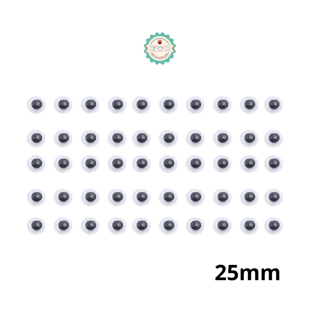 KATALOG - [50PCS] Mata Boneka Kocak / Koclak / Googly Wiggle Eyes  Toys / Animal Eyeball Black White Doll