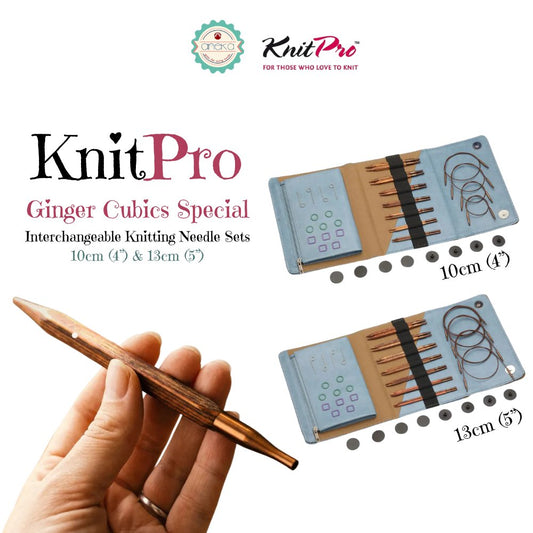 KNITPRO - Ginger Cubics Normal Interchangeable Needle Sets - 13cm (5”) - 10cm (4") / Alat Rajut Knitting