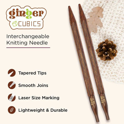 KNITPRO - Ginger Cubics Normal Interchangeable Needle Sets - 13cm (5”) - 10cm (4") / Alat Rajut Knitting