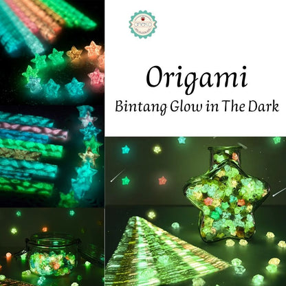 KATALOG - [500 Lembarr] Origami Bintang Single Glitter & Glow in The Dark / Sheets Handmade Origami Star Strips for DIY