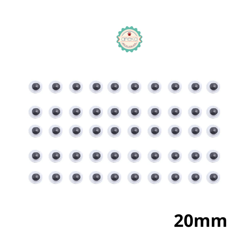 KATALOG - [50PCS] Mata Boneka Kocak / Koclak / Googly Wiggle Eyes  Toys / Animal Eyeball Black White Doll