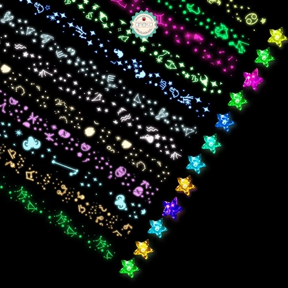 KATALOG - [500 Lembarr] Origami Bintang Single Glitter & Glow in The Dark / Sheets Handmade Origami Star Strips for DIY