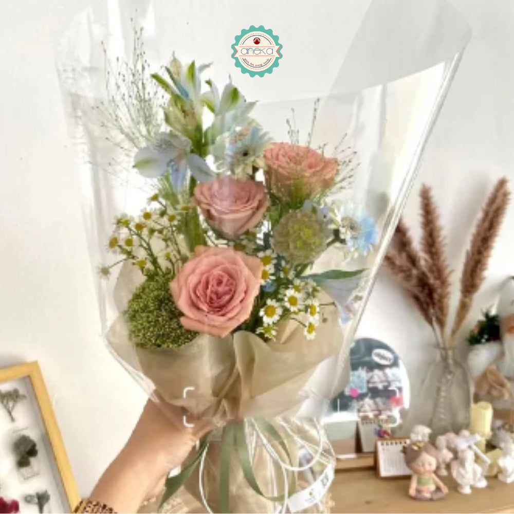 ANEKA - [20 & 50 Lembar] Transparant Bening Kertas Bunga Wrapping Cellophane Paperwrap Buket Bunga Bungkusan Bunga / Flower Wrapping