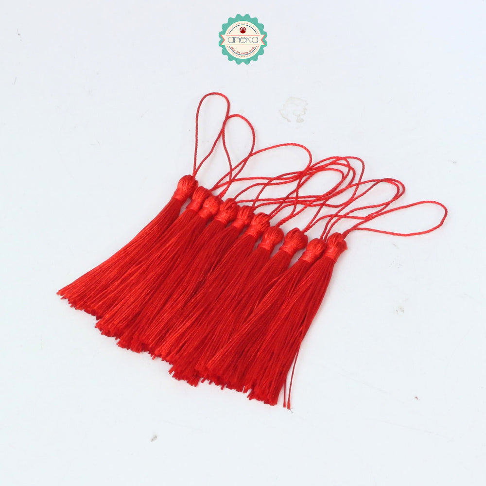 KATALOG - [10 PCS] Tassel Aksesoris / Polyester Silk Fringe Brush Tassels /  With Loop For Jewelry Making Souvenir / Bookmarks / Diy Craft Accessories
