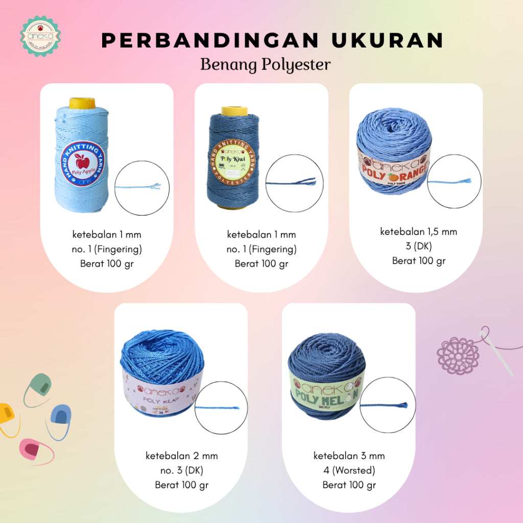 KATALOG - Benang Rajut Poly Melon Big Ply /  Polyester Crochet Knitting Yarn