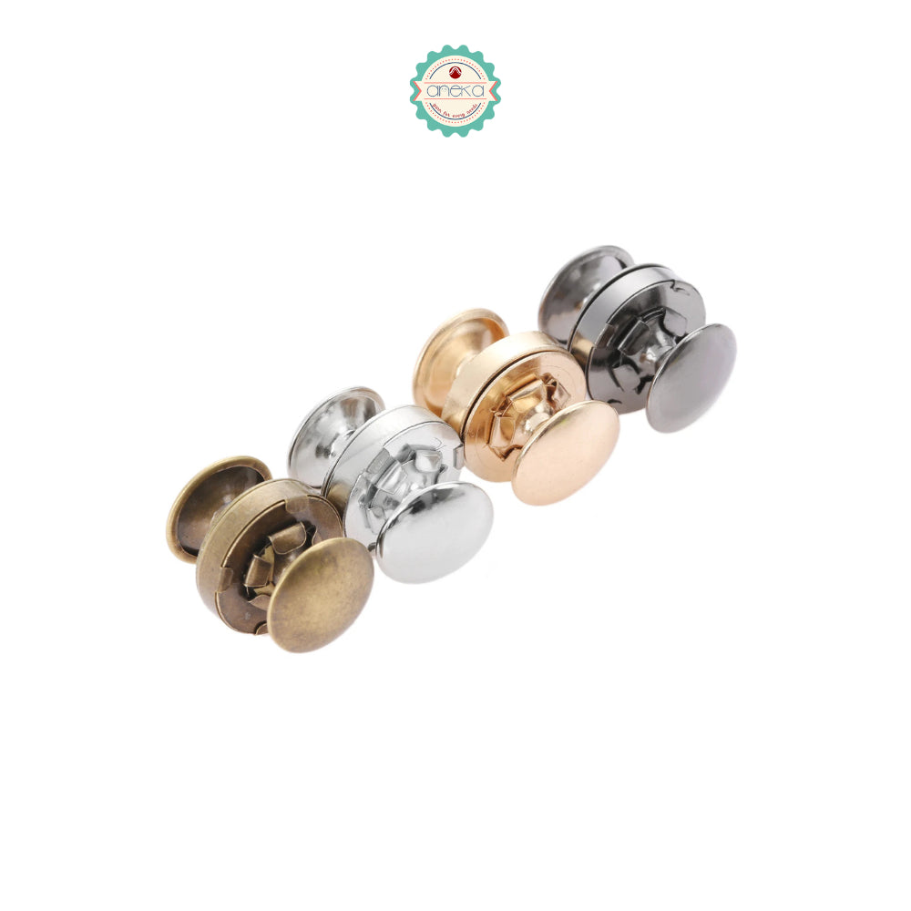 ANEKA - [2PCS] Kancing Magnet Cetet / Metal Magnetic Snaps Double Rivet Clasps Buttons