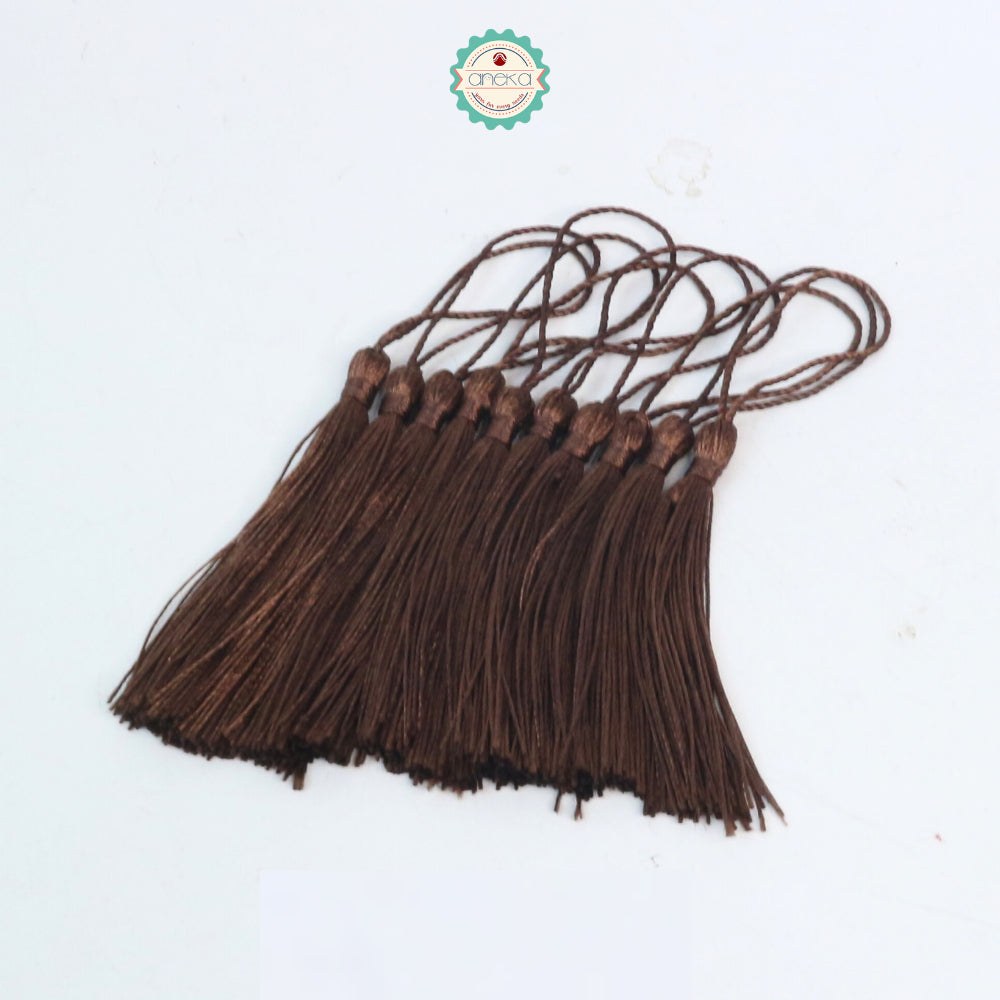 KATALOG - [10 PCS] Tassel Aksesoris / Polyester Silk Fringe Brush Tassels /  With Loop For Jewelry Making Souvenir / Bookmarks / Diy Craft Accessories