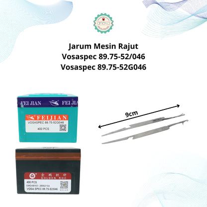 KATALOG - [1 BOX] Jarum Mesin Rajut Vosa Spec 89.75-52/046 / Vosaspec 89.75-52G046 / Feijian / Golden Roc - 400 PCS