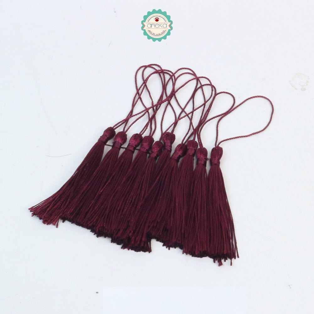 KATALOG - [10 PCS] Tassel Aksesoris / Polyester Silk Fringe Brush Tassels /  With Loop For Jewelry Making Souvenir / Bookmarks / Diy Craft Accessories