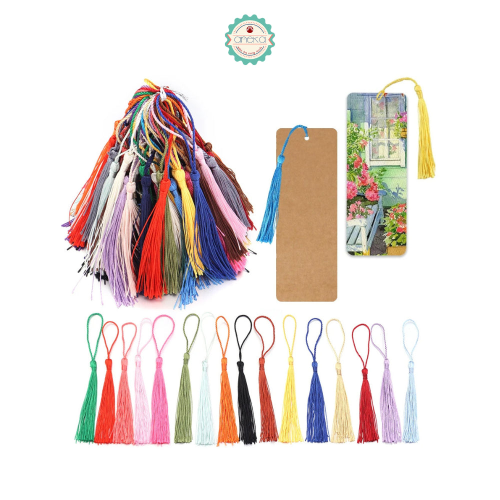 KATALOG - [10 PCS] Tassel Aksesoris / Polyester Silk Fringe Brush Tassels /  With Loop For Jewelry Making Souvenir / Bookmarks / Diy Craft Accessories
