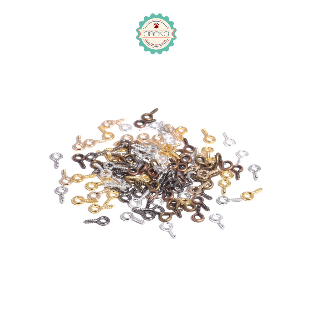 ANEKA - [200 PCS] Paku Ulir / Pin Mata / Sekrup Kecil Berulir / Screw Eye Hook