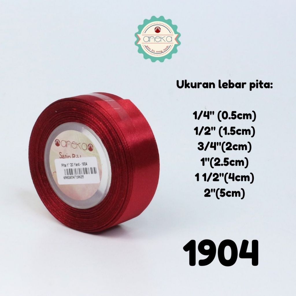 KATALOG - [20 YARD / ROLL] Pita Satin / Satin Silk Ribbon 1/2" - 1.2 cm