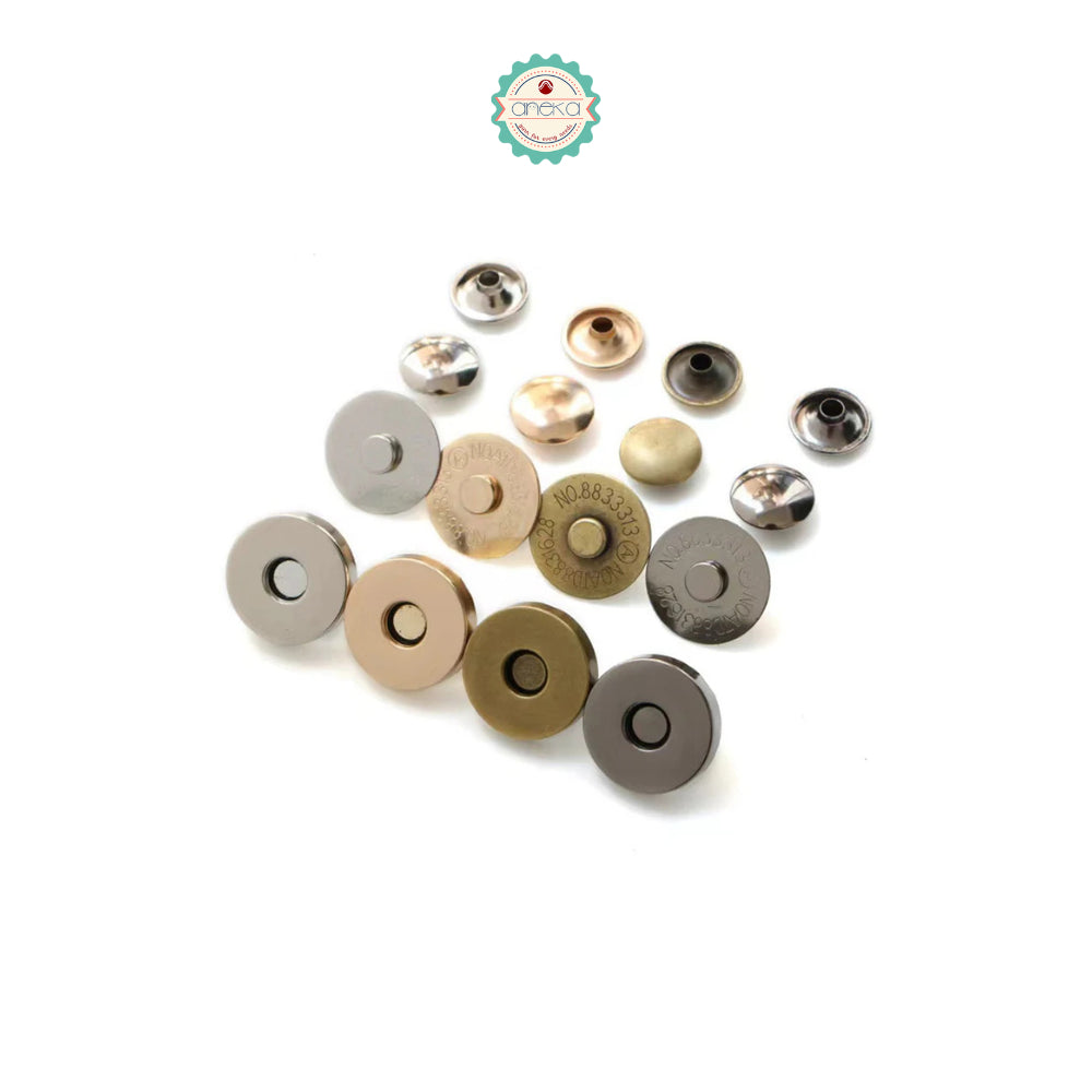 ANEKA - [2PCS] Kancing Magnet Cetet / Metal Magnetic Snaps Double Rivet Clasps Buttons