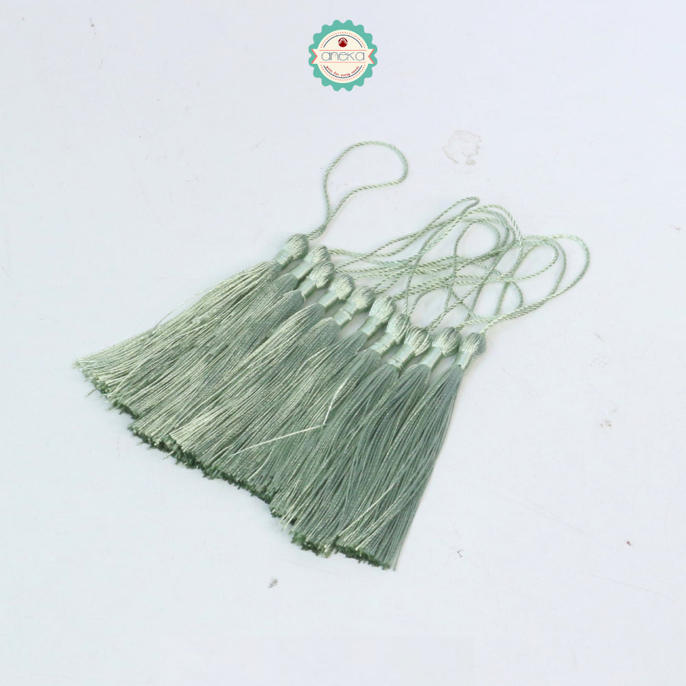 KATALOG - [10 PCS] Tassel Aksesoris / Polyester Silk Fringe Brush Tassels /  With Loop For Jewelry Making Souvenir / Bookmarks / Diy Craft Accessories