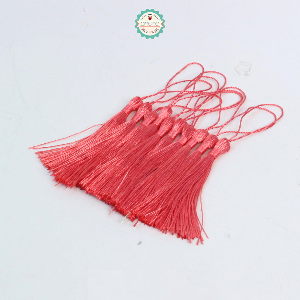 KATALOG - [10 PCS] Tassel Aksesoris / Polyester Silk Fringe Brush Tassels /  With Loop For Jewelry Making Souvenir / Bookmarks / Diy Craft Accessories
