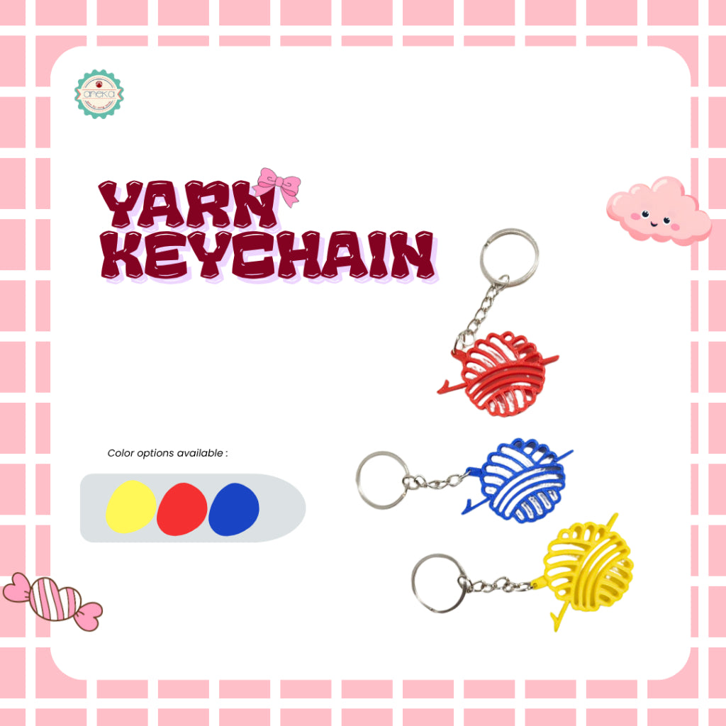 ANEKA - [PRE-ORDER] 3D Print Yarn Ball Keychain / Gantungan Kunci Bentuk Bola Benang