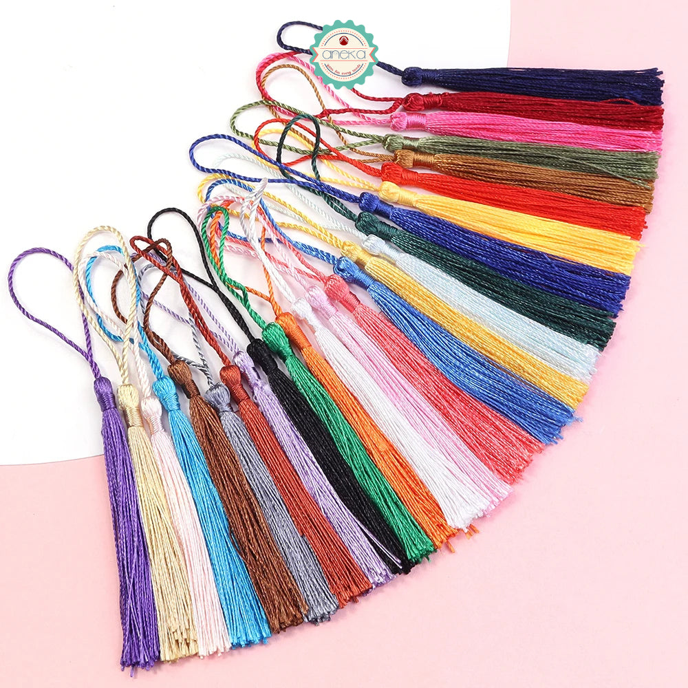 KATALOG - [10 PCS] Tassel Aksesoris / Polyester Silk Fringe Brush Tassels /  With Loop For Jewelry Making Souvenir / Bookmarks / Diy Craft Accessories