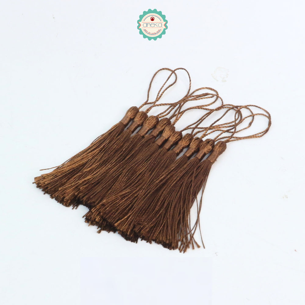 KATALOG - [10 PCS] Tassel Aksesoris / Polyester Silk Fringe Brush Tassels /  With Loop For Jewelry Making Souvenir / Bookmarks / Diy Craft Accessories