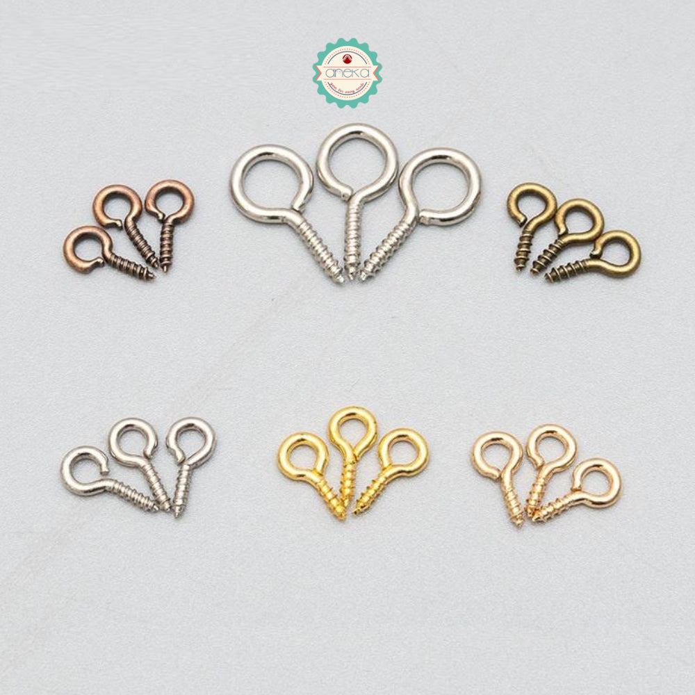 ANEKA - [200 PCS] Paku Ulir / Pin Mata / Sekrup Kecil Berulir / Screw Eye Hook