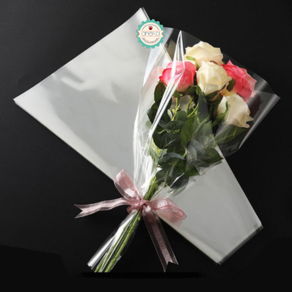 ANEKA - [Lembaran] Transparant Bening Kertas Bunga Wrapping Cellophane Paperwrap Buket Bunga Bungkusan Bunga / Flower Wrapping