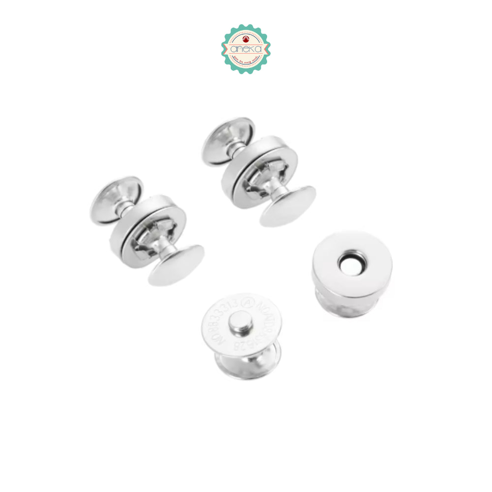 ANEKA - [2PCS] Kancing Magnet Cetet / Metal Magnetic Snaps Double Rivet Clasps Buttons