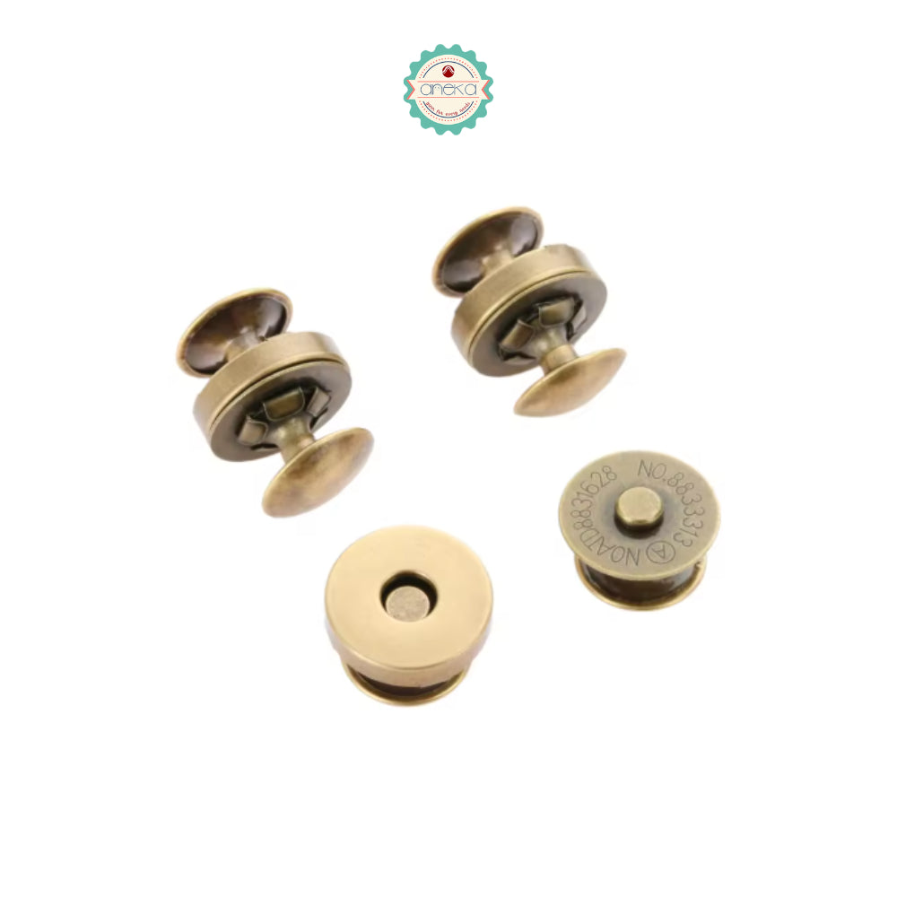 ANEKA - [2PCS] Kancing Magnet Cetet / Metal Magnetic Snaps Double Rivet Clasps Buttons