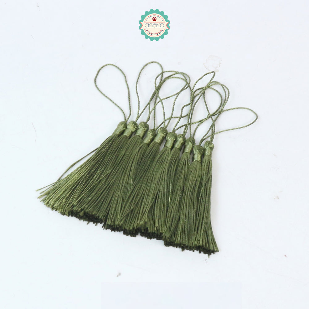 KATALOG - [10 PCS] Tassel Aksesoris / Polyester Silk Fringe Brush Tassels /  With Loop For Jewelry Making Souvenir / Bookmarks / Diy Craft Accessories