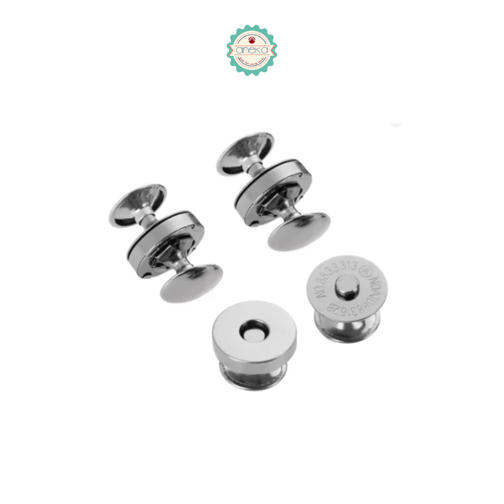 ANEKA - [2PCS] Kancing Magnet Cetet / Metal Magnetic Snaps Double Rivet Clasps Buttons
