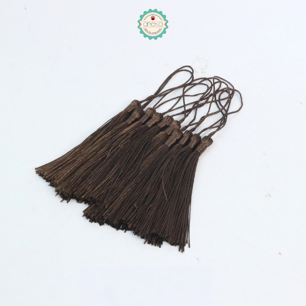 KATALOG - [10 PCS] Tassel Aksesoris / Polyester Silk Fringe Brush Tassels /  With Loop For Jewelry Making Souvenir / Bookmarks / Diy Craft Accessories