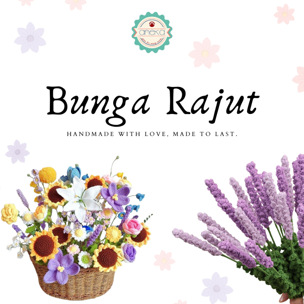 KATALOG - [1 TANGKAI] Bunga Rajut / Hiasan / Buket Hias / Crochet Flower DIY / Hand Bouquet Flowers - PART 1