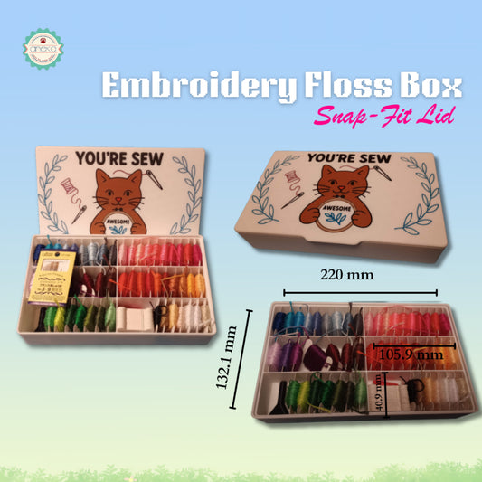 ANEKA - [PREORDER] 3D Print Embroidery Floss Box Cat / Kotak Penyimpanan Alat Jahit