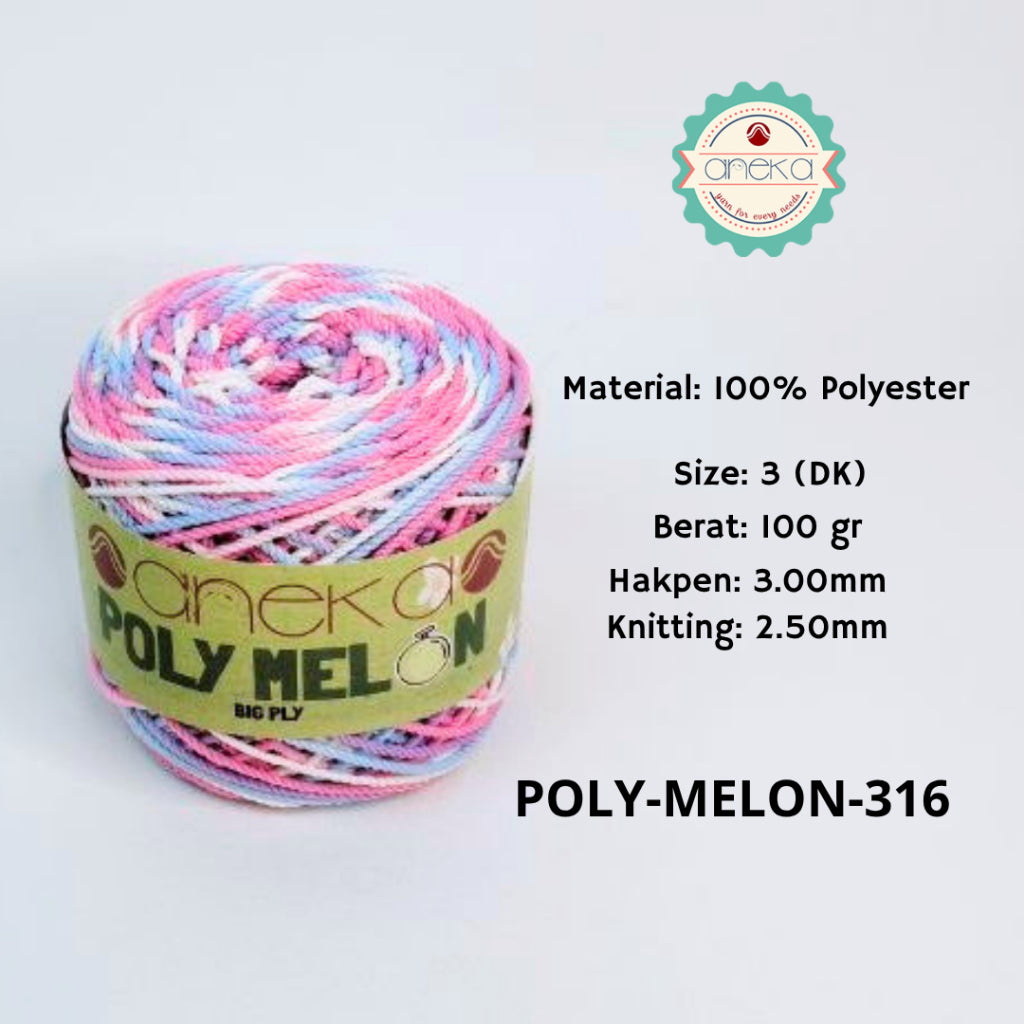 KATALOG - Benang Rajut Poly Melon Sembur / Polyester Crochet Knitting Yarn