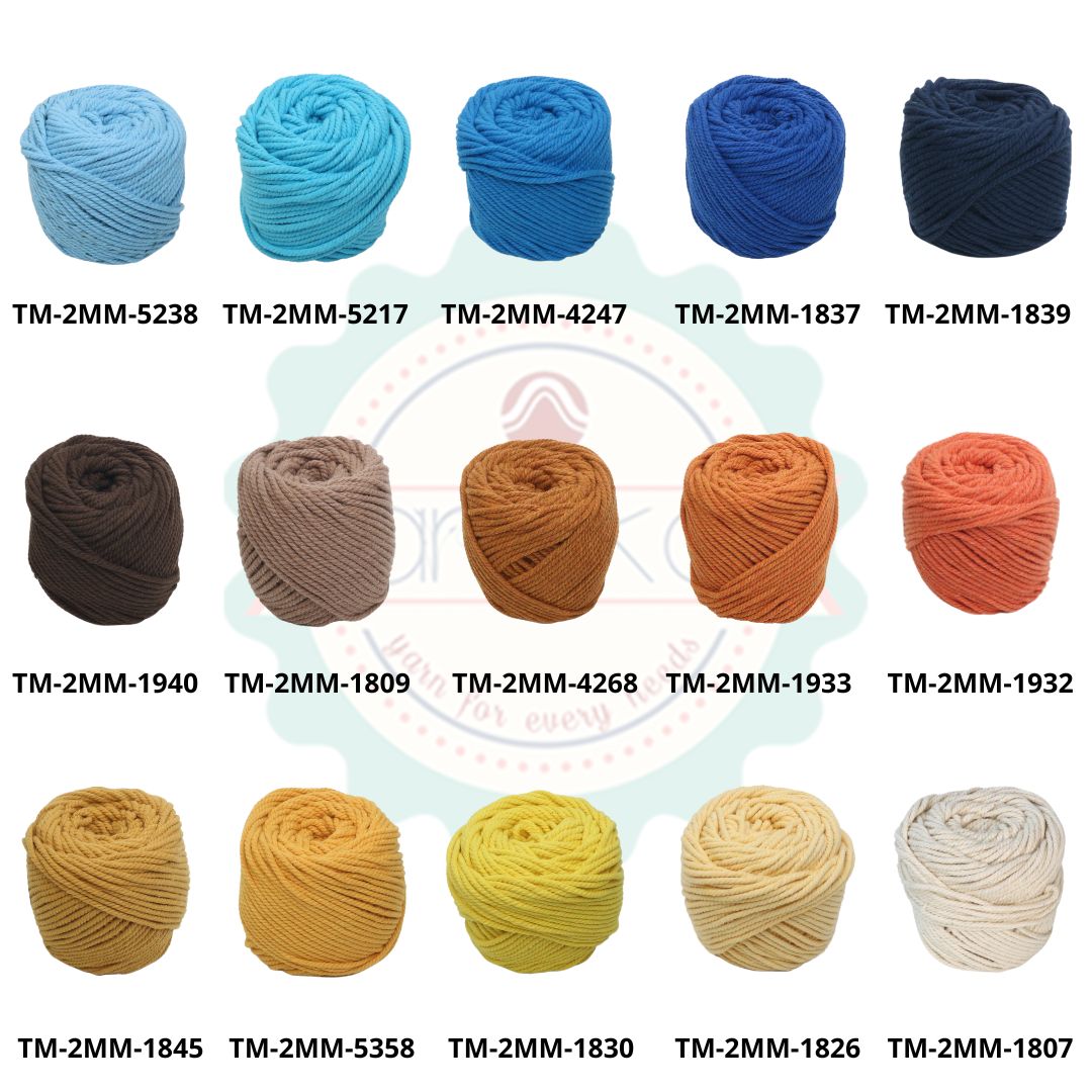 KATALOG - [100gr - 2mm] Benang Tali Katun Makrame Warna / Macrame Cotton Rope