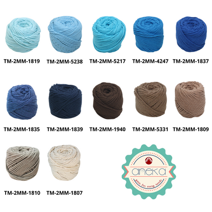 KATALOG - [100gr - 2mm] Benang Tali Katun Makrame Warna / Macrame Cotton Rope