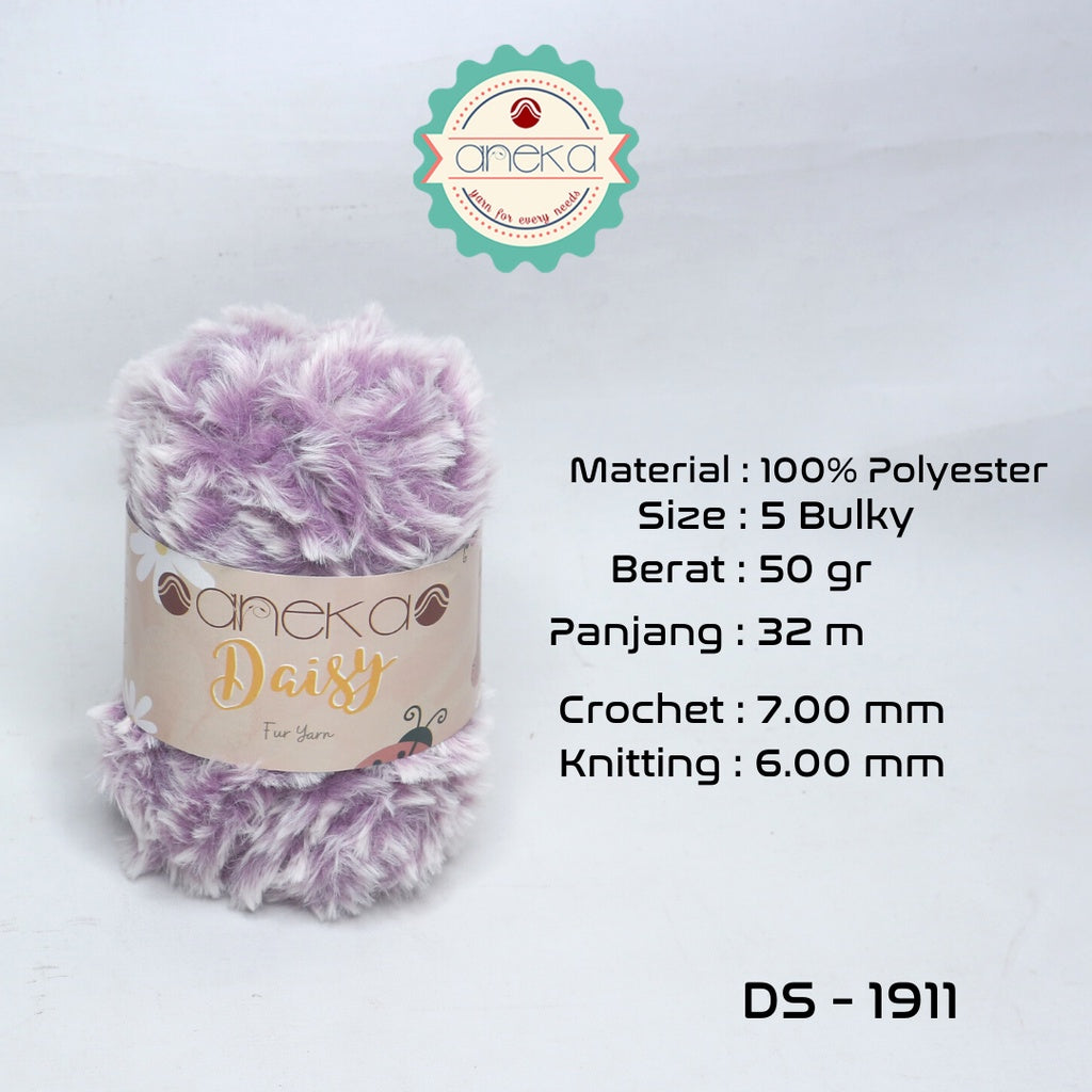 KATALOG - Benang Rajut Daisy / Bulu / Soft Fluffy Faux Fur Yarn - 32 dan 64 m