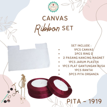 Canvas Bentuk Tas Plastik With Ribbon / Pita DIY - SET