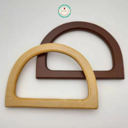 AnekaBenang - Gagang Tas Handle Kayu Ring D / Bulat [2PCS]