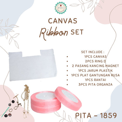 Canvas Bentuk Tas Plastik With Ribbon / Pita DIY - SET