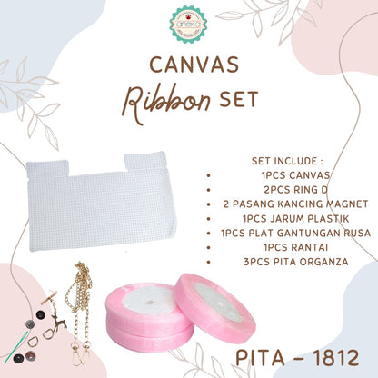 Canvas Bentuk Tas Plastik With Ribbon / Pita DIY - SET