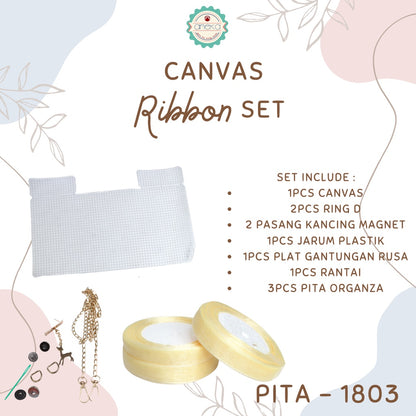 Canvas Bentuk Tas Plastik With Ribbon / Pita DIY - SET