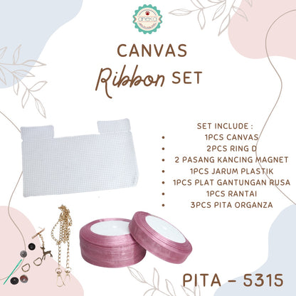 Canvas Bentuk Tas Plastik With Ribbon / Pita DIY - SET