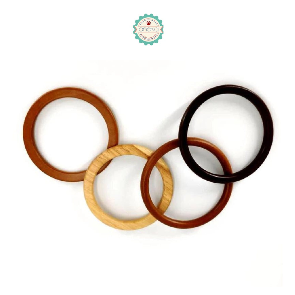 AnekaBenang - Gagang Tas Handle Kayu Ring D / Bulat [2PCS]