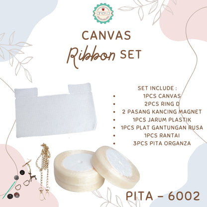 Canvas Bentuk Tas Plastik With Ribbon / Pita DIY - SET