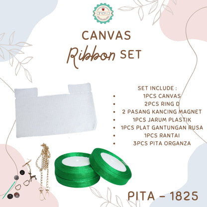 Canvas Bentuk Tas Plastik With Ribbon / Pita DIY - SET