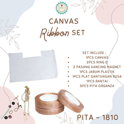 Canvas Bentuk Tas Plastik With Ribbon / Pita DIY - SET