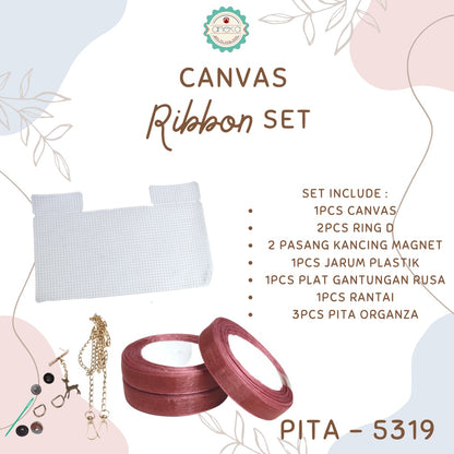 Canvas Bentuk Tas Plastik With Ribbon / Pita DIY - SET