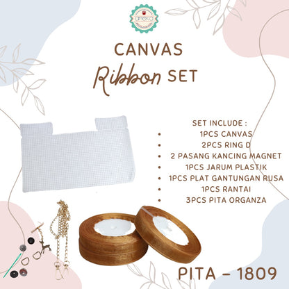 Canvas Bentuk Tas Plastik With Ribbon / Pita DIY - SET