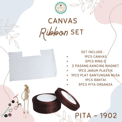 Canvas Bentuk Tas Plastik With Ribbon / Pita DIY - SET