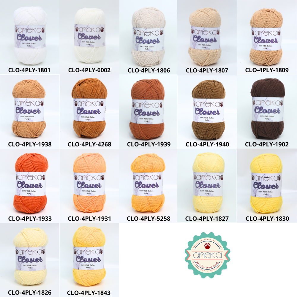 KATALOG - Benang Rajut Clover Katun Susu 4 PLY / 100% Milk Fiber Premium Crochet Knitting Yarn