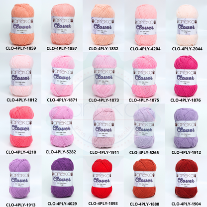 KATALOG - Benang Rajut Clover Katun Susu 4 PLY / 100% Milk Fiber Premium Crochet Knitting Yarn